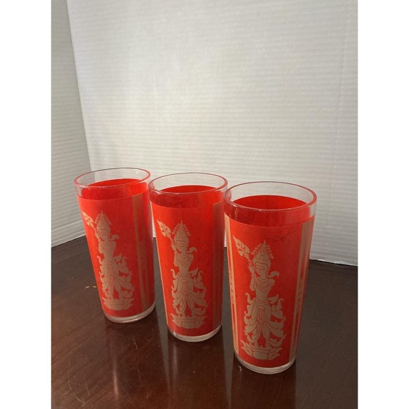 vintage 1960s Culver highball glasses in the "Thai Goddess"or "Mandalay" pattern - Picture 9 of 10